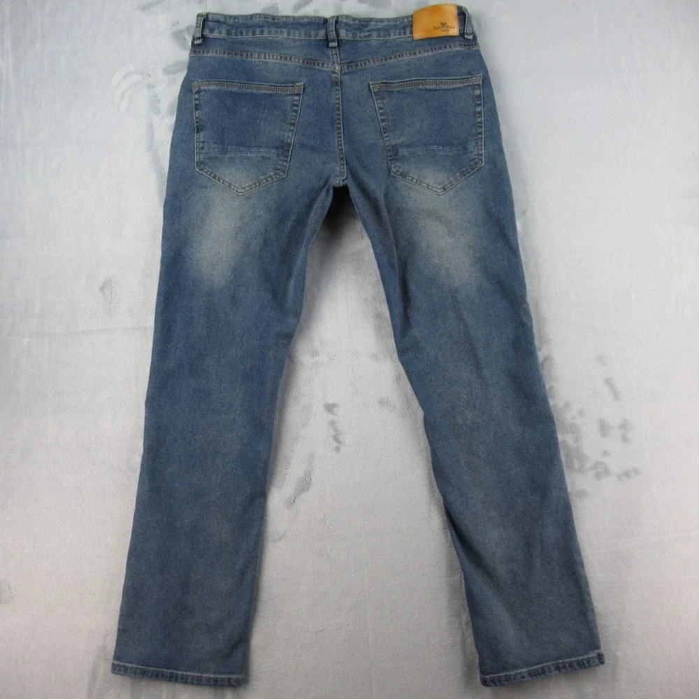 Smith & Mills Mens Stretch Denim Jeans Medium Wash Size 36 Classic Fit‎ Blue
